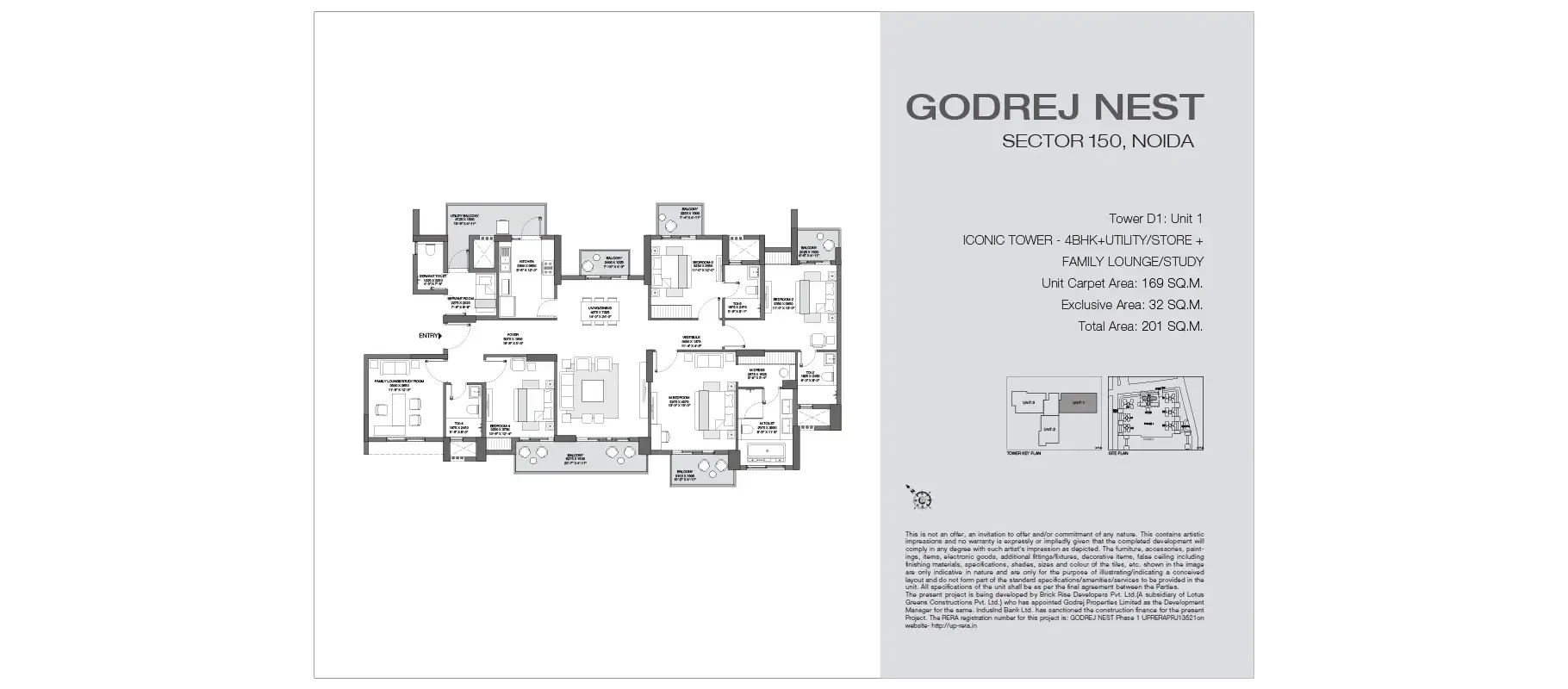 4 BHK floor plan, Godrej Nest